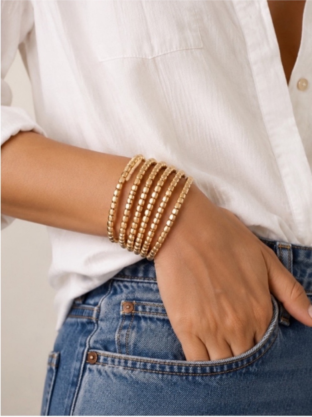 New! Gold Beaded Bracelet Stack Set NWOT